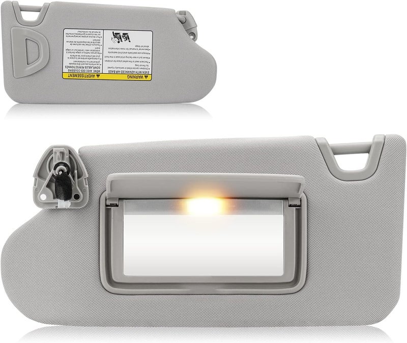 AEagle Sun Visor with Vanity Light for 2013-2018 Nissan Altima Without Sunroof, Left Driver Side Gray Sunvisor Replacement 96401-3TA2A - Image 1